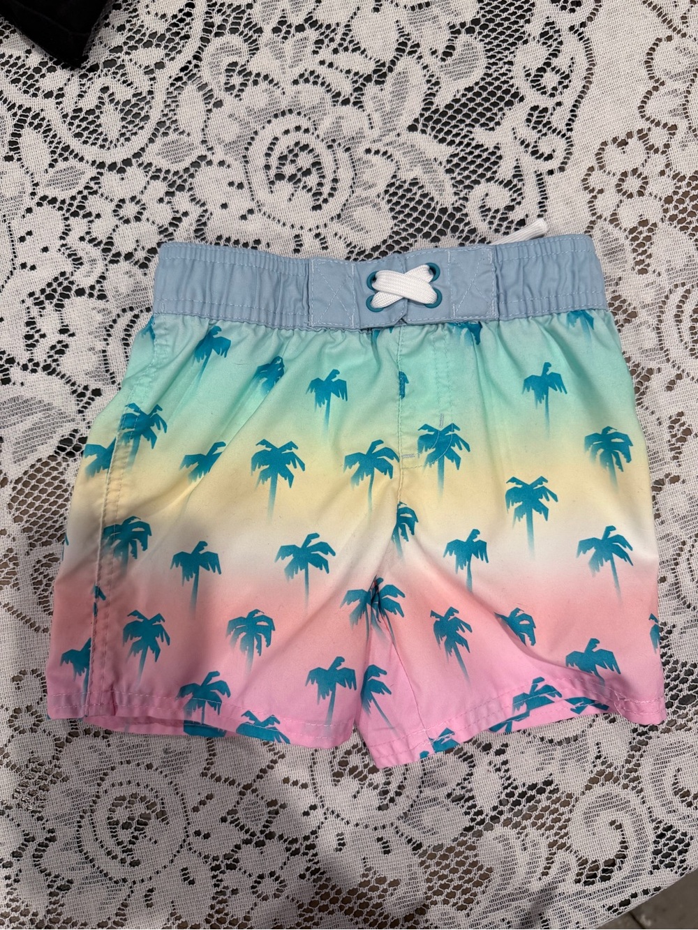 Kids Gradient Palm Print Swim Shorts - Pastel Multicolor